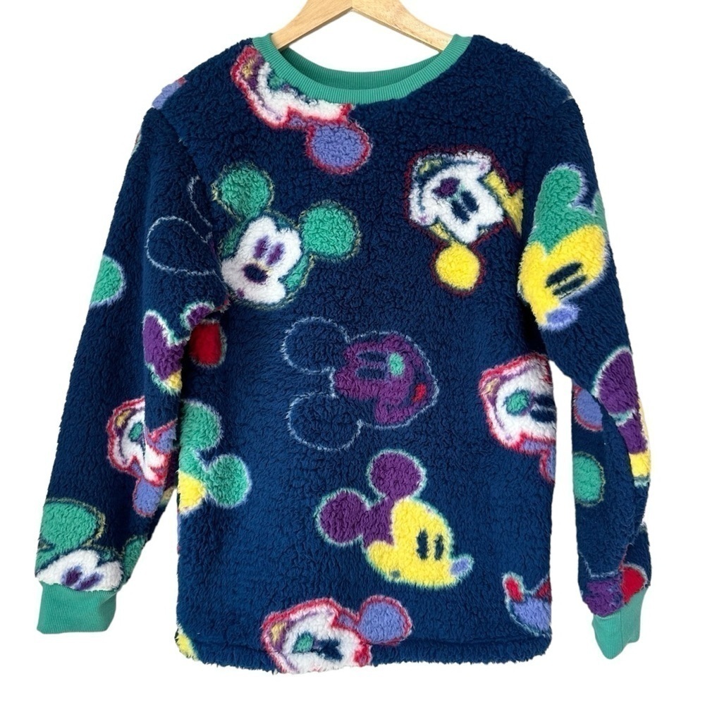 Disney Mickey Mouse Sherpa Oversized Sweatshirt Top, XS